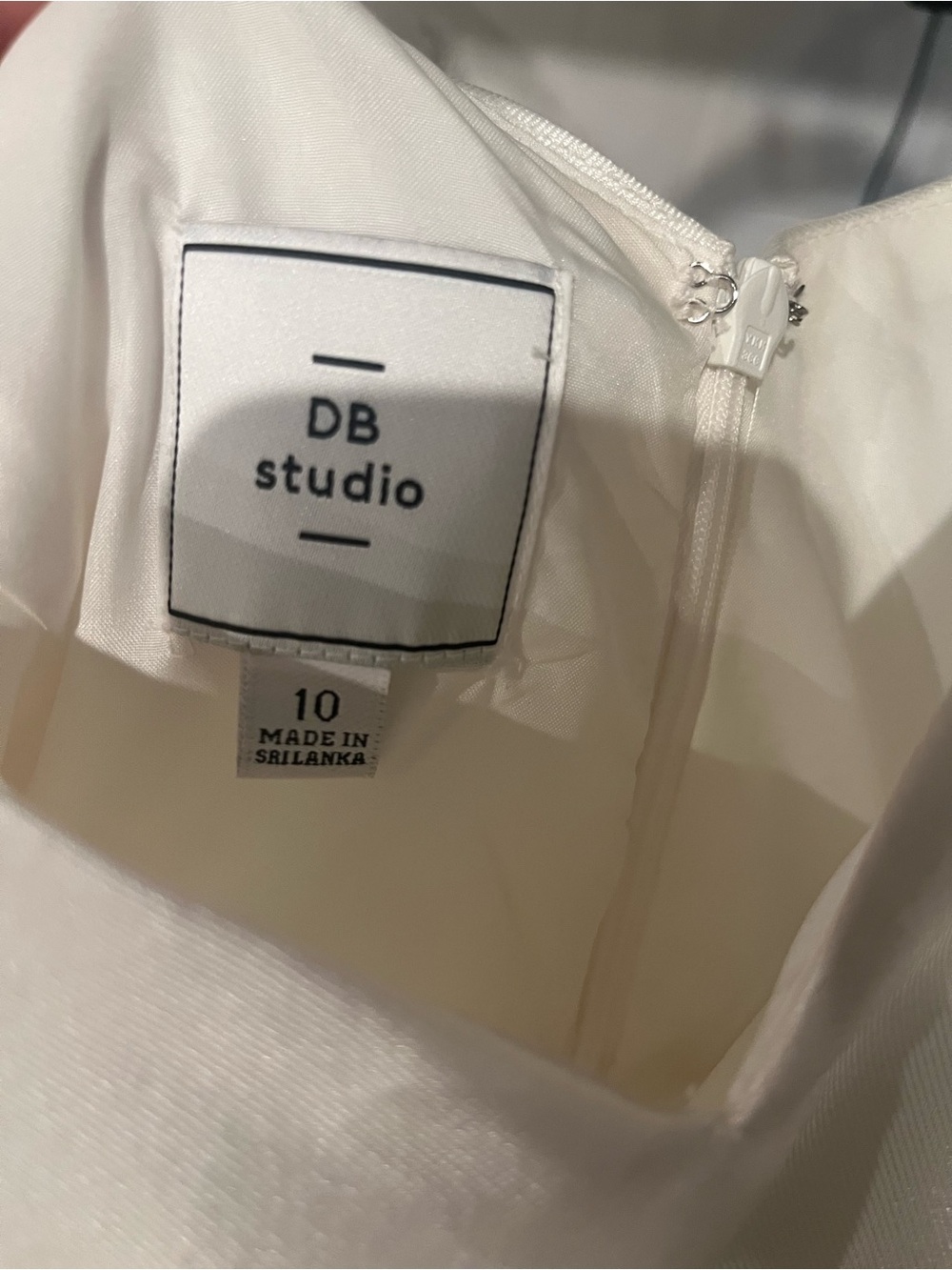 David's Bridal Ivory Satin Mini Dress with Embellished Straps - Picture 4 of 5